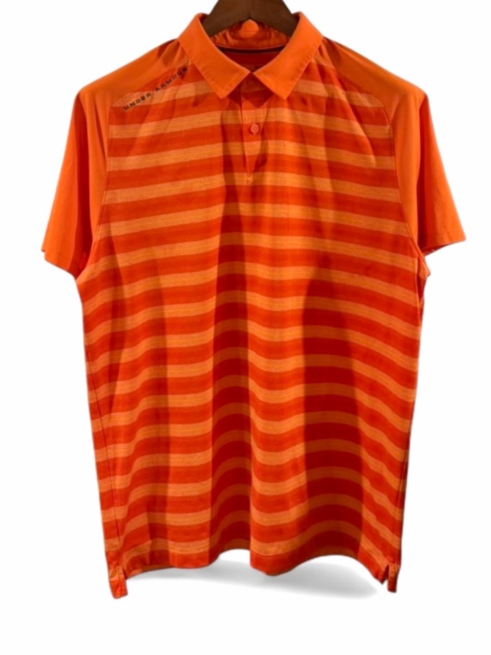 Under Armour Orange Striped Golf Polo Shirt Size Men’s Large